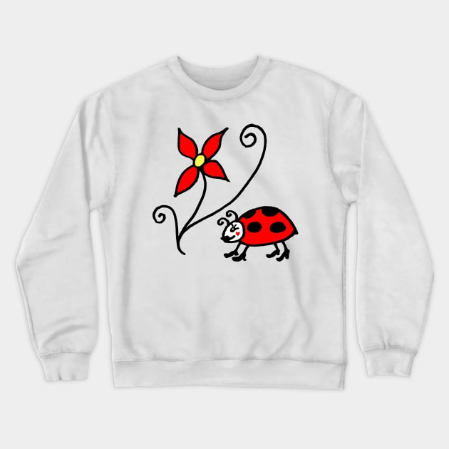Cute Ladybug with Flower Crewneck Sweatshirt by Michelle Le Grand